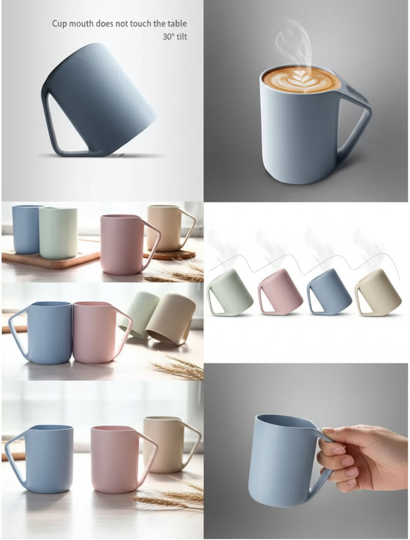 Eco-Friendly Wheat Straw Fiber Coffee Mugs - Set of 4