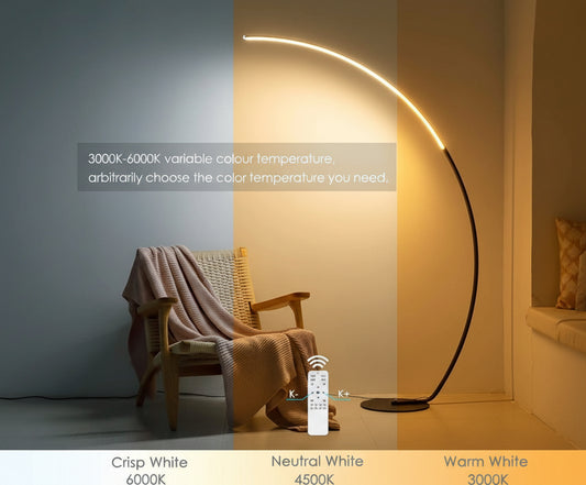 GlowCurve™ RGBW Modern Floor Lamp – Smart LED Ambient Lighting