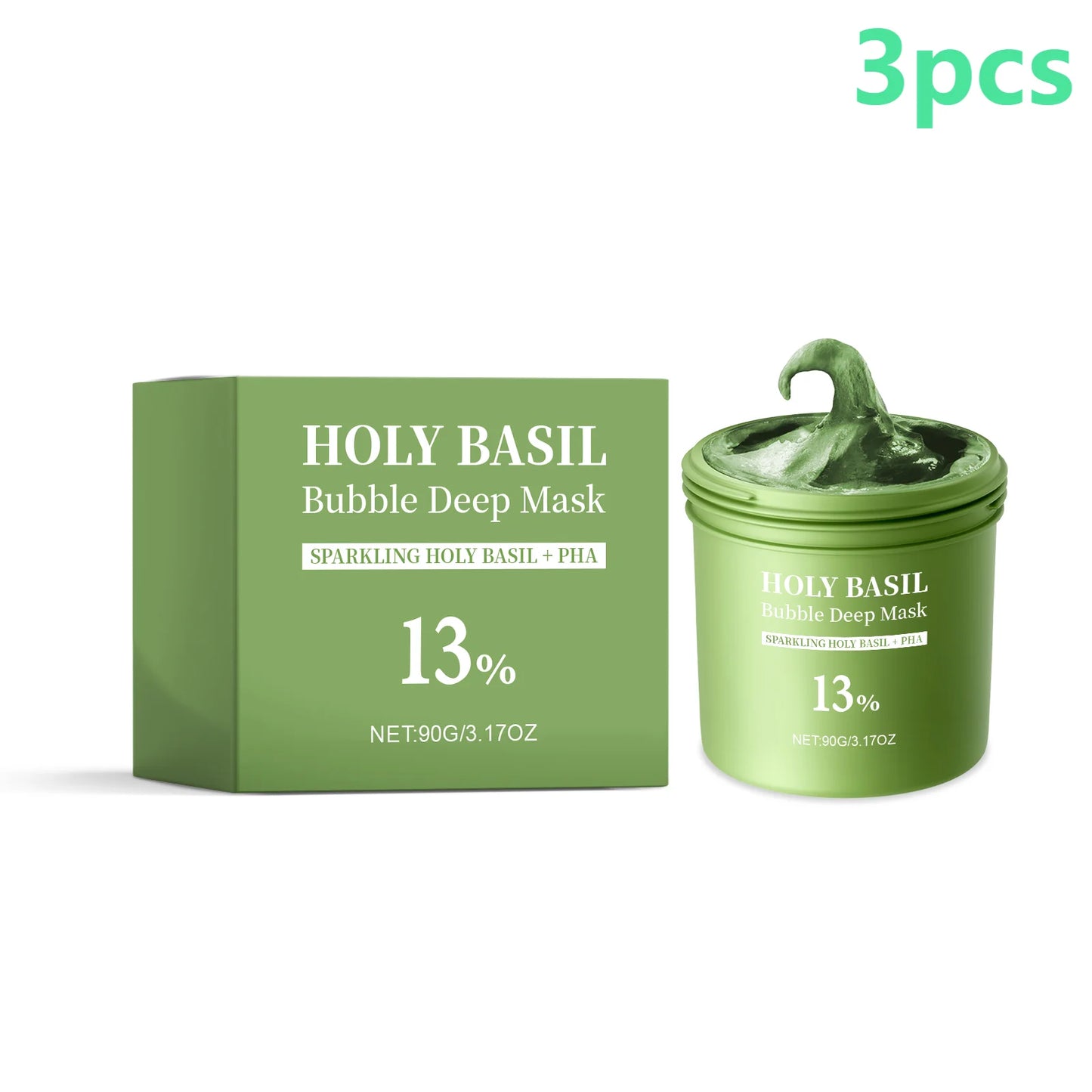 Holy Basil Bubble Deep Face Mask 90g – Spumare Automată, Anti-Puncte Negre & Oil-Control | Acid Lactobionic | CPNP