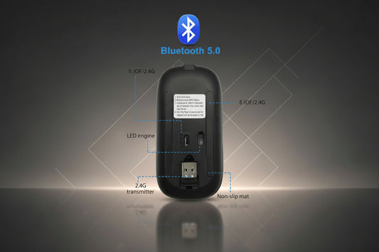 RGB Wireless Bluetooth Mouse – Rechargeable Silent Click