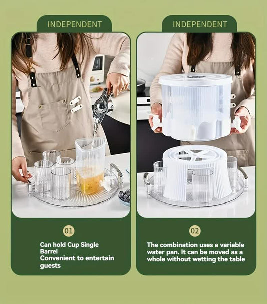 Rotating 4-Compartment Beverage Dispenser with Faucet – Large Capacity