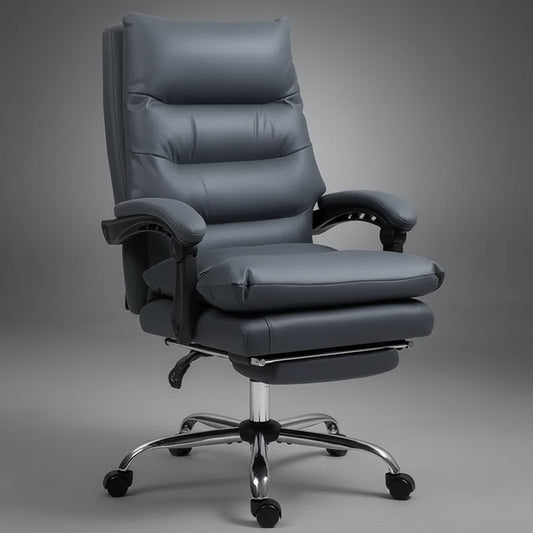 Vinsetto Microfibre Massage Office Chair, Heated Reclining Chair with Footrest, Double-Tier Padding, Swivel Wheels, Dark Gray