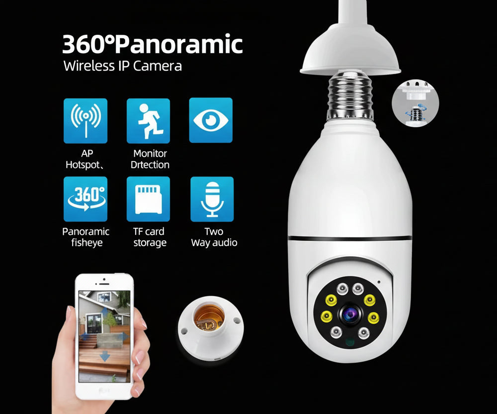 2.4G E27 Light Bulb Wifi Camera Night Version Security Protection 360° IP Camara Vigilancia IR Smart Home CCTV Bubble Camera