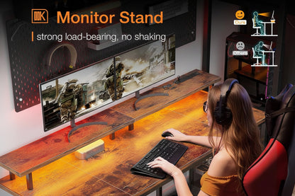 48” Gaming Desk with LED Lights & Power Outlets – Modern RGB Computer Desk