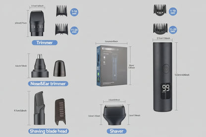 Beard Trimmer for Men Professional Electric Foil Shaver & Hair Clippers, 5-In-1 Mens Grooming Kit Body Shaver Groomer Waterproof