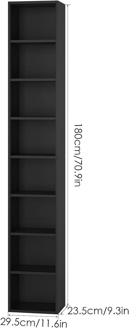 8-Tier Media Tower Rack, 11.6 X 9.3 X 70.9 Inches CD DVD Slim Storage