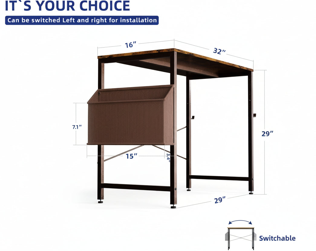 Small Space 32” Computer Desk – Compact Desk with Storage Bag