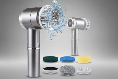Electric Cleaning Brush Set Portable Cordless Electric Spin Scrubber Waterproof Digital Display Handheld Scrubber for Kitchen
