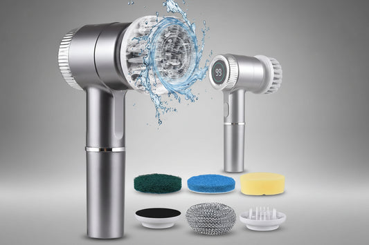 Electric Cleaning Brush Set Portable Cordless Electric Spin Scrubber Waterproof Digital Display Handheld Scrubber for Kitchen