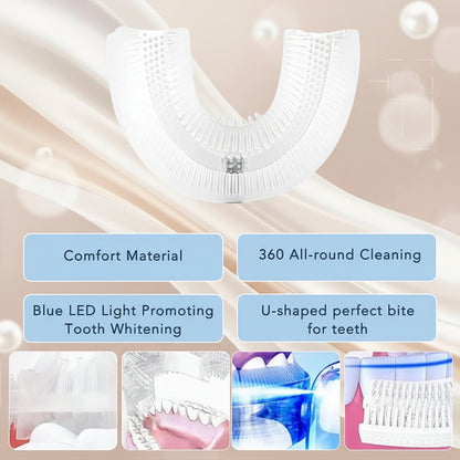 Wireless Silicone Electric Toothbrush 360 Degrees Automatic Ultrasonic U Shaped Travel Home Use Teeth Brush