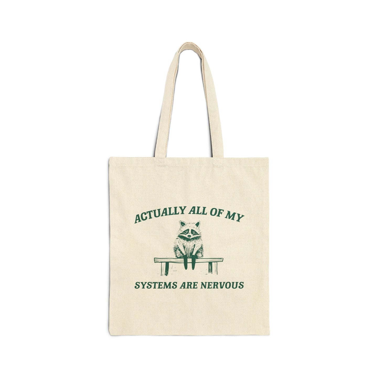 Nervous Systems Raccoon Cotton Tote Bag – Funny Eco-Friendly Canvas