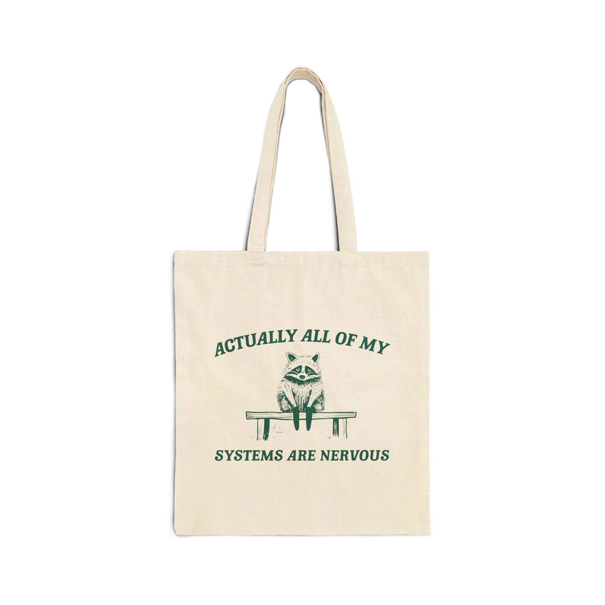 Nervous Systems Raccoon Cotton Tote Bag – Funny Eco-Friendly Canvas
