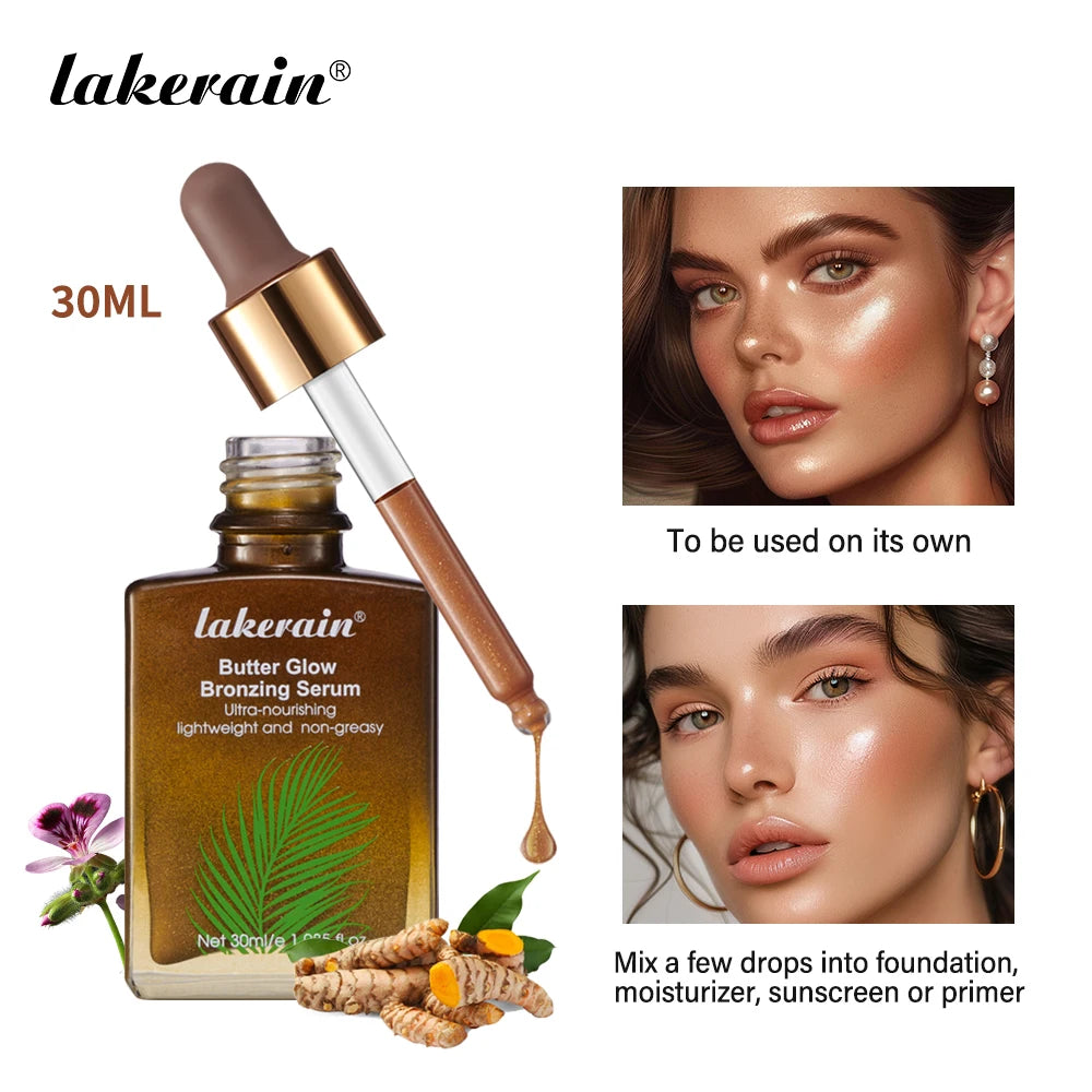 30Ml Butter Glow Bronzing Serum Innovative Nourishing Skincare Bronzing Drops for Radiant Natural Sunkissed Complexion Sunkissed