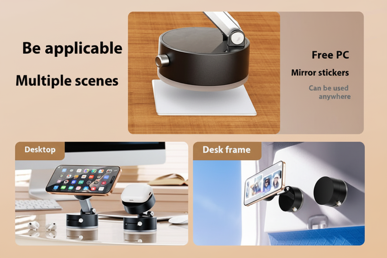 Magnetic Foldable Vacuum Car Phone Holder – Adjustable Mount