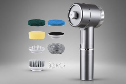 Electric Cleaning Brush Set Portable Cordless Electric Spin Scrubber Waterproof Digital Display Handheld Scrubber for Kitchen