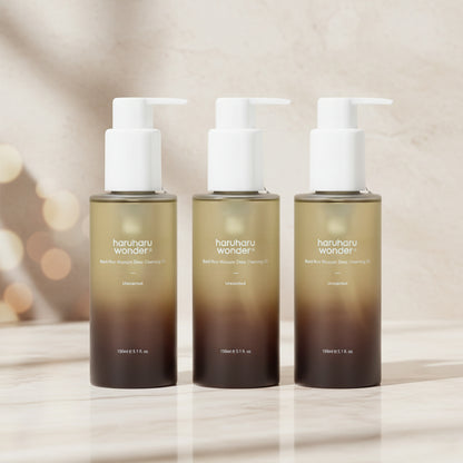 Haruharu Wonder Black Rice Deep Cleansing Oil – 3 Pack, Gentle & Hydrating