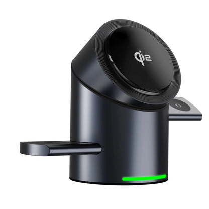 2026 Upgrade Qi2 3 in 1 Magnetic Touch Button Wireless Charger Tempered Glass Surface for Iphone17 16 15 Iwatch Airpods Android