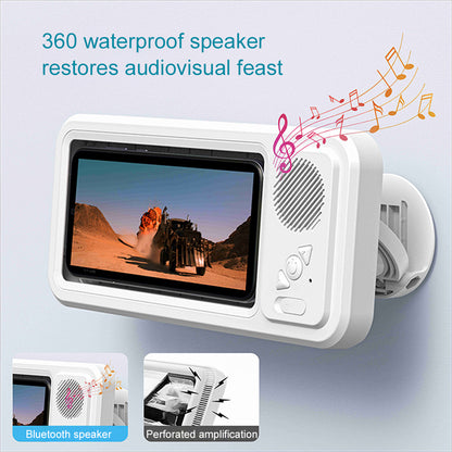 Waterproof Phone Box with Bluetooth Speaker – 360° Rotating Bath & Shower Stand