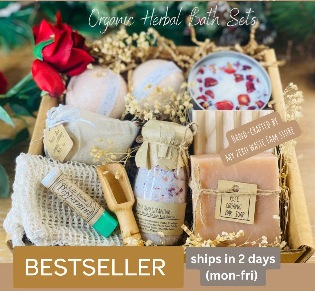 Organic Rose Gift Basket, Spa Set