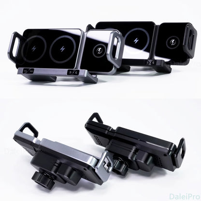 Dual Coil Foldable Phone Holder Car Wireless Charger Universal Car Phone Mount Fast Charging for Samsung Iphone Xiaomi Z Fold