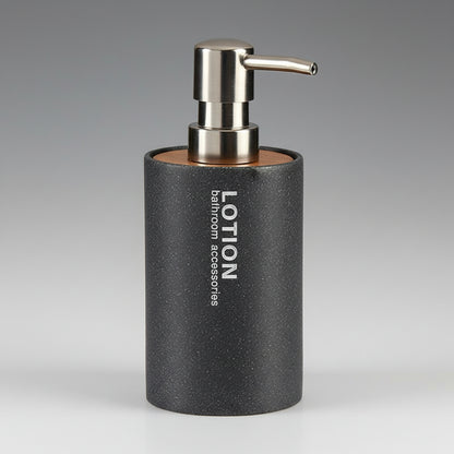 EcoStyle™ Grey Soap Dispenser – Metal, Resin & Bamboo (350ml)