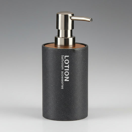 EcoStyle™ Grey Soap Dispenser – Metal, Resin & Bamboo (350ml)