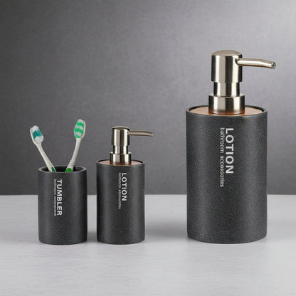 EcoStyle™ Grey Soap Dispenser – Metal, Resin & Bamboo (350ml)