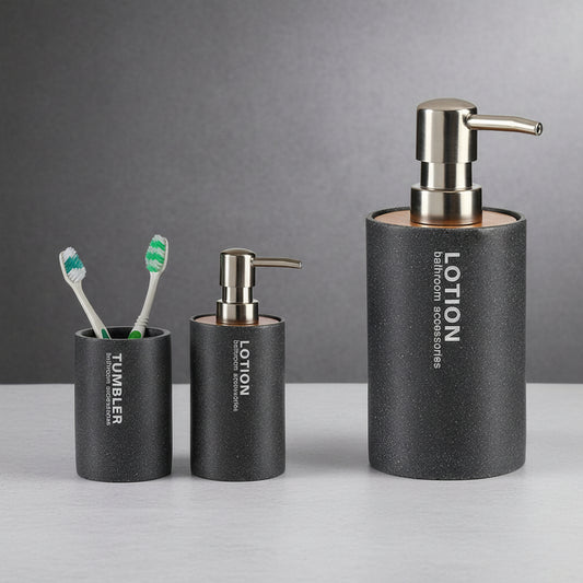 EcoStyle™ Grey Soap Dispenser – Metal, Resin & Bamboo (350ml)