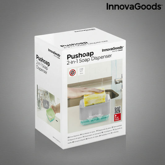 PushClean™ 2-in-1 Kitchen Sink Soap Dispenser with Sponge Holder
