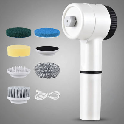 Electric Cleaning Brush Set Portable Cordless Electric Spin Scrubber Waterproof Digital Display Handheld Scrubber for Kitchen
