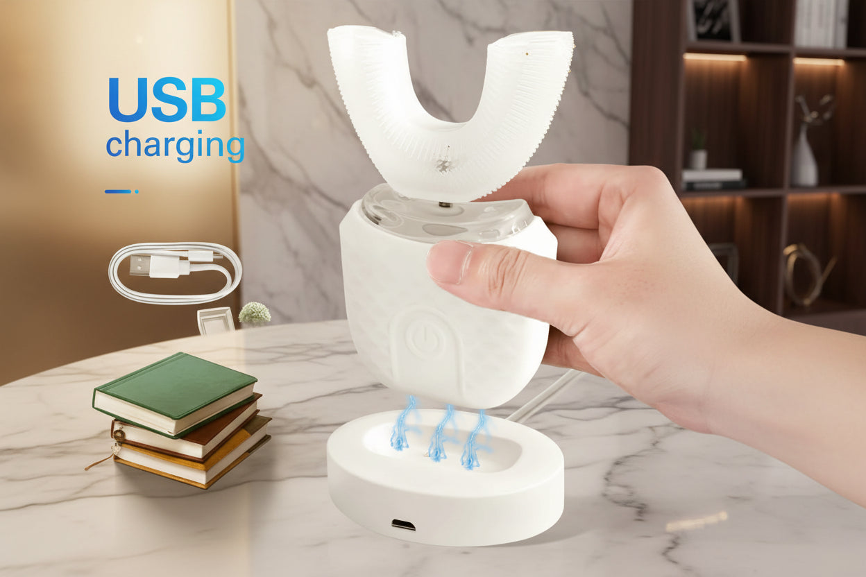 Wireless Silicone Electric Toothbrush 360 Degrees Automatic Ultrasonic U Shaped Travel Home Use Teeth Brush