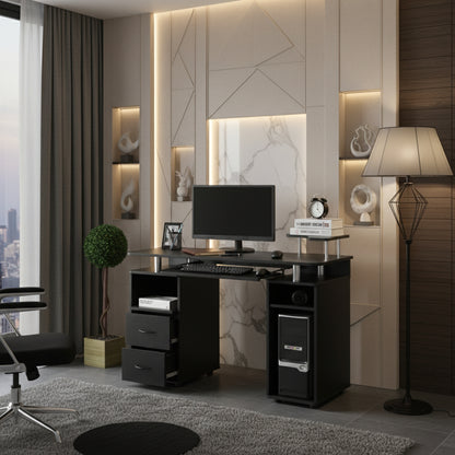 HOMCOM Computer Office Desk with Keyboard Tray – Workstation Table