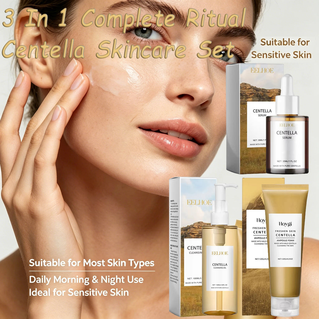 Eelhoe Set Skincare Centella Asiatica Ulei Demachiant Spuma Ser Reparare Bariera Calmare Hidratare CPNP
