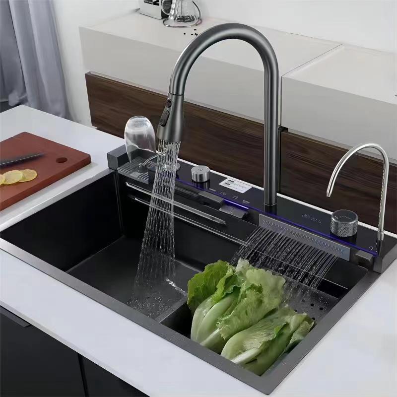 Smart Kitchen Sink – Stainless Steel Waterfall Design