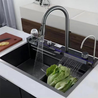 Smart Kitchen Sink – Stainless Steel Waterfall Design