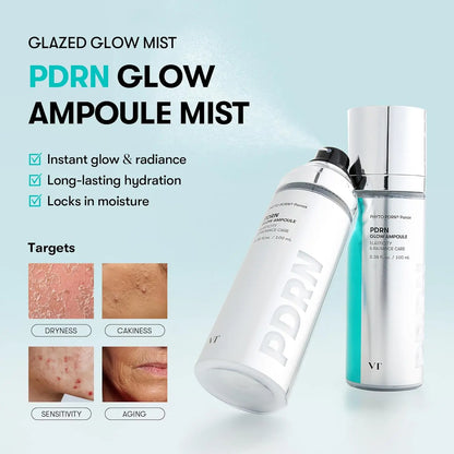 VT PDRN Ultrasonic Glow Ampoule 100ml Moisturizing Elasticity Radiance Korean Skin Revitalizer for All Dry Skin