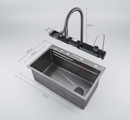 Smart Kitchen Sink – Stainless Steel Waterfall Design