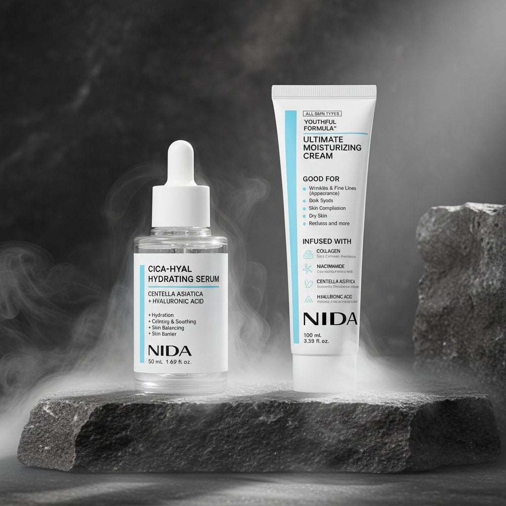 NIDA Moisturizing Cream 50ml – Cremă Hidratantă cu Extract Centella Asiatica | Anti-Rid, Fermitate & Calmare | Fără Alcool | Unisex