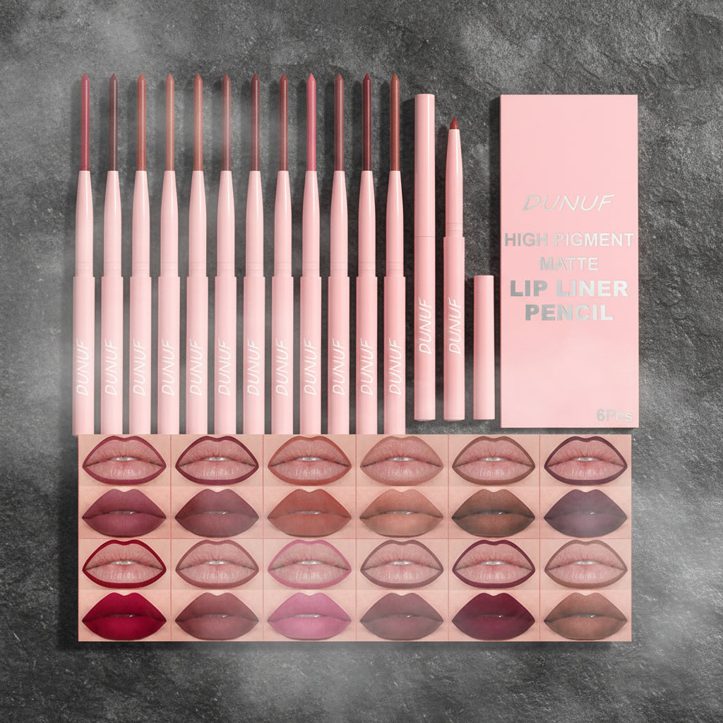 6pcs Lip Liner Pen Set Long-Lasting, Waterproof Sweatproof, Easy Coloring Non-fading Color Rendering Lip Gloss Set Beauty Makeup
