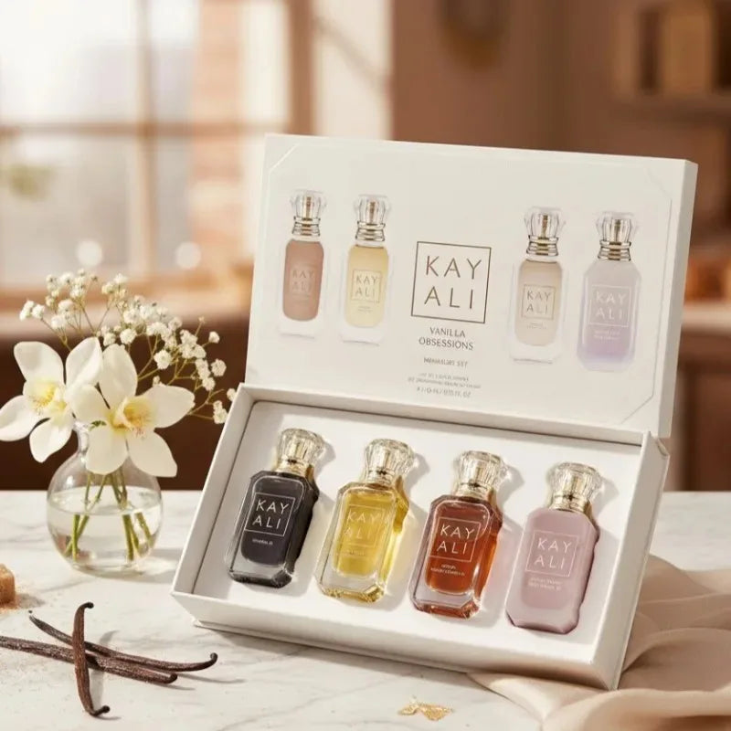 KAYALI Set Cadou Parfum 4x10ml – Oud, Vanilla & Floral | 2 Seturi Disponibile