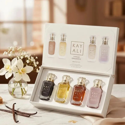 KAYALI Set Cadou 4×10ml – Oudgasm Oud & Vanilla | 2 Seturi de Ales