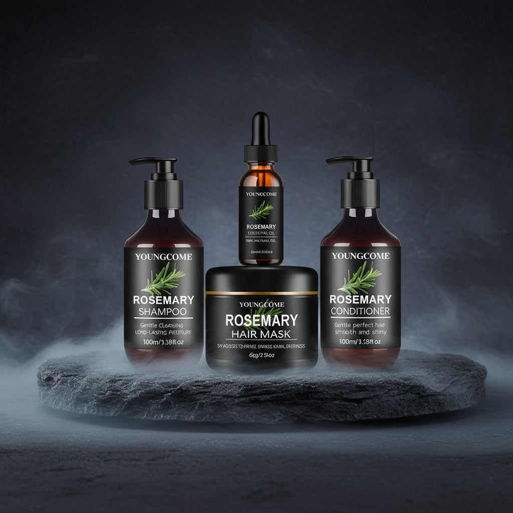 YOUNGCOME Rosemary Hair Care Kit 4in1 – Mask + Șampon + Balsam + Ulei cu Biotină | Anti-Cădere & Creștere | CPNP