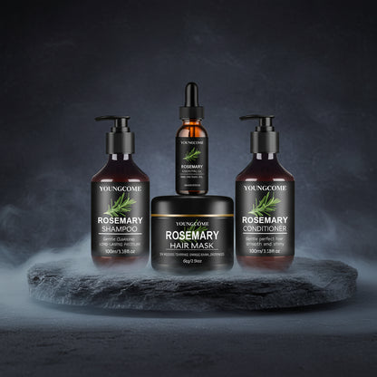 YOUNGCOME Rosemary Hair Care Kit 4in1 – Mask + Șampon + Balsam + Ulei cu Biotină | Anti-Cădere & Creștere | CPNP