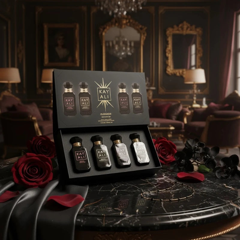 KAYALI Set Cadou Parfum 4x10ml – Oud, Vanilla & Floral | 2 Seturi Disponibile