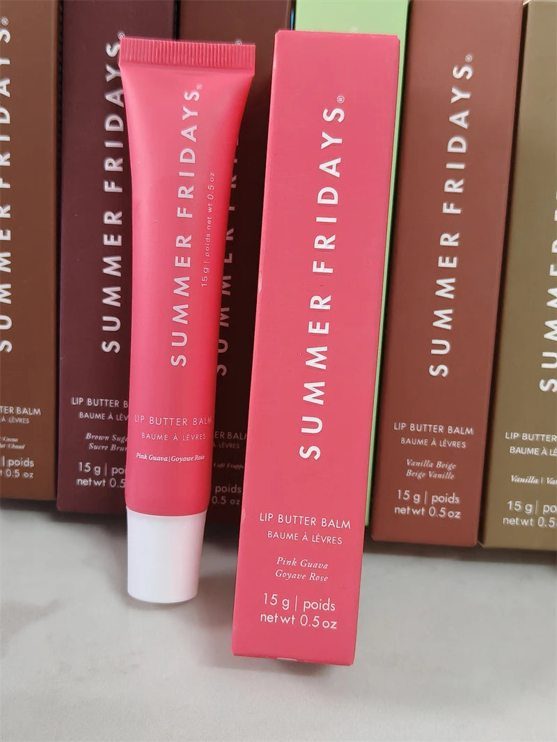 Summer Fridays Lip Butter Balm – Balsam de Buze Hidratant | Vanilla, Birthday Cake, Pink Sugar, Guava & Marshmallow | Lip Gloss Effect