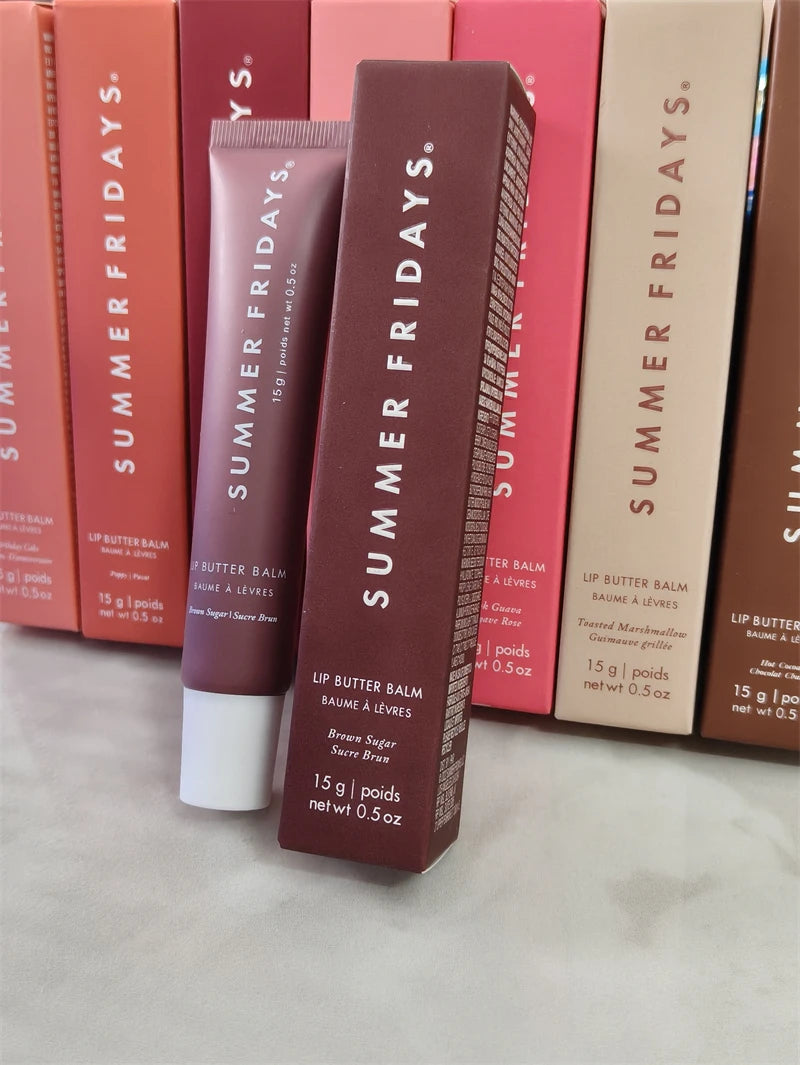 Summer Fridays Lip Butter Balm – Balsam de Buze Hidratant | Vanilla, Birthday Cake, Pink Sugar, Guava & Marshmallow | Lip Gloss Effect