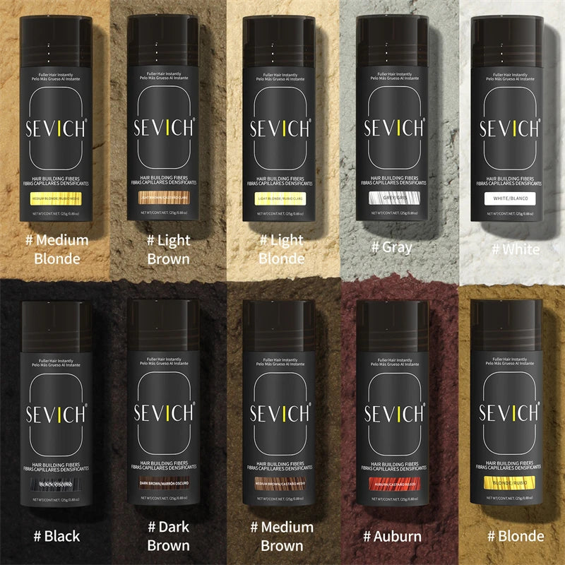 SEVICH Hair Building Fibers – Pudra Densificare Păr în 5 Secunde | 10 Nuanțe | 25g/100g | CPNP