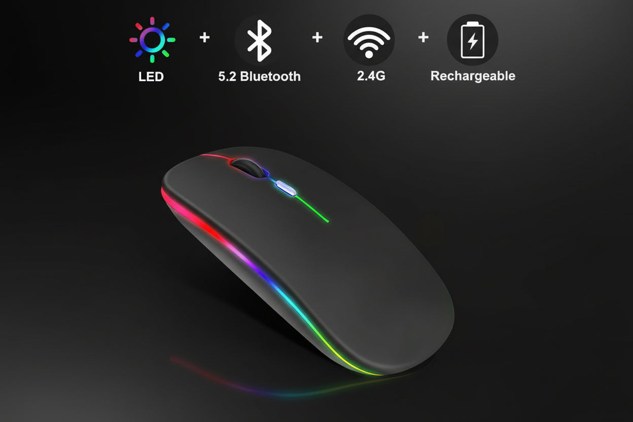RGB Wireless Bluetooth Mouse – Rechargeable Silent Click