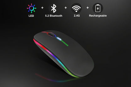 RGB Wireless Bluetooth Mouse – Rechargeable Silent Click
