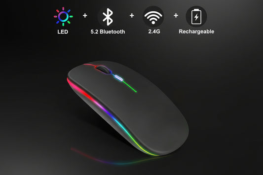 RGB Wireless Bluetooth Mouse – Rechargeable Silent Click